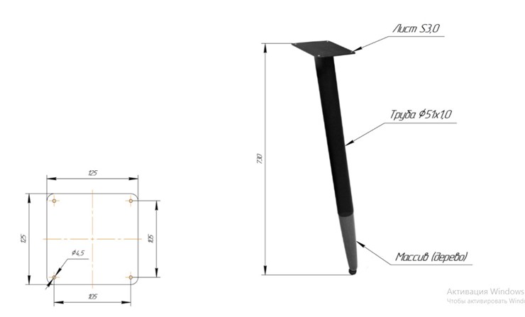 Обеденный стол SHT-TU12 (4 шт.)/ТT8 60/60 (черный/темный орех/прозрачный лак/коричневая сепия) в Шадринске - изображение 1