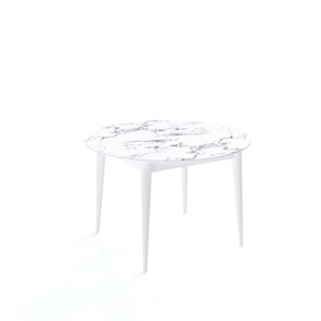 Круглый кухонный стол Kenner W1200 (Белый/Мрамор белый) в Шадринске