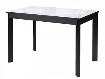 Кухонный стол раскладной Dikline Ls110, стекло белое/ножки черные в Кургане