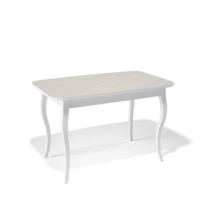Обеденный раздвижной стол Kenner 1200C (Белый/Стекло крем глянец) в Кургане