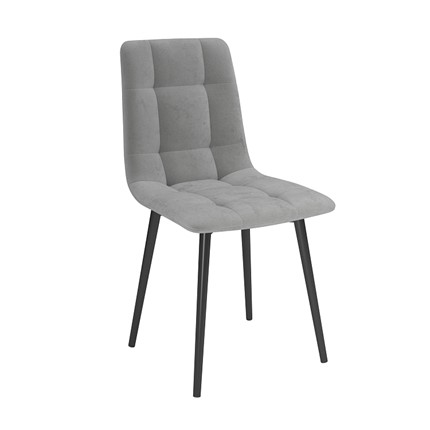 Обеденный стул Белла, велюр тенерифе грей/Цвет металл черный в Шадринске - изображение