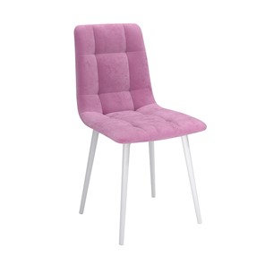 Обеденный стул Белла, велюр тенерифе розовый/Цвет металл белый в Кургане