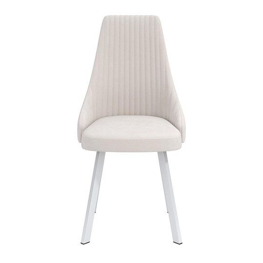 Обеденный стул Лион, велюр тенерифе крем/Цвет металл белый в Шадринске - изображение 1