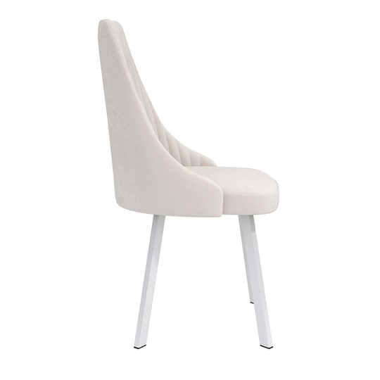 Обеденный стул Лион, велюр тенерифе крем/Цвет металл белый в Шадринске - изображение 2