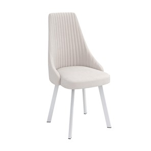 Обеденный стул Лион, велюр тенерифе крем/Цвет металл белый в Кургане - предосмотр