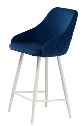 Кухонный стул Сальса Полубарная, Велюр CATALANA 16 (синий) / Белый муар в Кургане - изображение