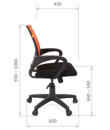 Кресло CHAIRMAN 696 black Сетчатый акрил DW66 оранжевый в Шадринске - изображение 2