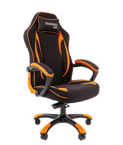 Кресло игровое CHAIRMAN GAME 28 Полиэстер комбинированная ткань оранжевый/черный в Кургане