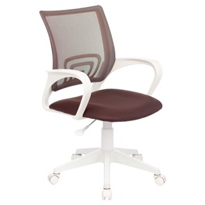 Офисное кресло BRABIX "Fly MG-396W", с подлокотниками, пластик белый, сетка, коричневое, 532398, MG-396W_532398 в Шадринске