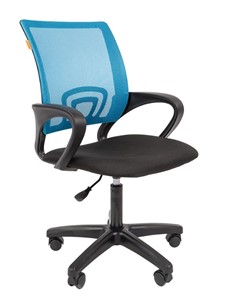 Кресло компьютерное CHAIRMAN 696 black LT, голубое в Шадринске