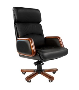 Офисное кресло CHAIRMAN 417 кожа черная в Шадринске - предосмотр