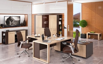 Кабинет руководителя ALTO с высоким шкафом для одежды, низким для документов и журнальным столиком в Шадринске - предосмотр 5