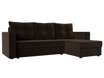 Угловой раскладной диван Атланта Лайт Б/С, Коричневый (Микровельвет) в Кургане