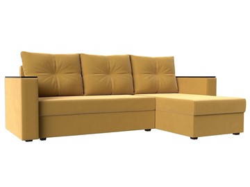 Угловой раскладной диван Атланта Лайт Б/С, Желтый (Микровельвет) в Кургане
