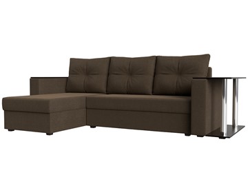 Угловой диван с оттоманкой Атланта Лайт, Коричневый (рогожка) в Кургане