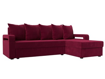 Угловой диван с оттоманкой Гермес Лайт, Бордовый (Микровельвет) в Шадринске
