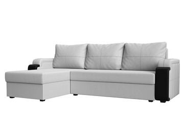 Угловой диван с оттоманкой Николь лайт, Белый/Черный (экокожа) в Кургане - предосмотр