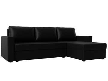 Угловой диван с оттоманкой Траумберг Лайт, Черный (Экокожа) в Кургане
