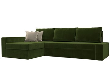 Угловой диван для гостиной Версаль, Зеленый/Бежевый (микровельвет) в Шадринске