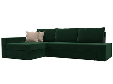Угловой диван для гостиной Версаль, Зеленый/Бежевый (велюр) в Шадринске