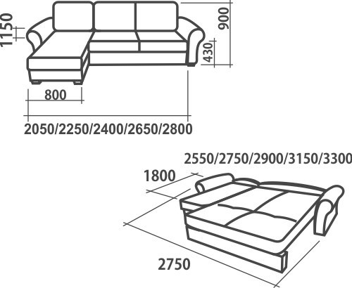 Угловой диван Аккордеон-1, 330 (круглые подлокотники) с коробом в Шадринске - изображение 1