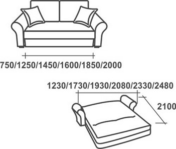 Прямой диван Аккордеон-1, 140 (круглые подлокотники) в Кургане - предосмотр 2