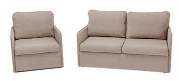 Комплект мебели Амира бежевый диван + кресло в Шадринске