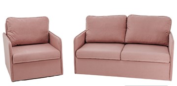 Мебельный комплект Амира розовый диван + кресло в Кургане
