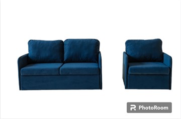 Мебельный комплект Амира синий диван + кресло в Кургане
