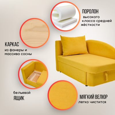 Мягкий диван левый Тедди желтый в Шадринске - изображение 18