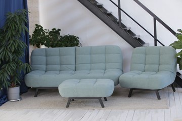 Комплект мебели Абри цвет мята кресло + диван + пуф опора металл в Шадринске