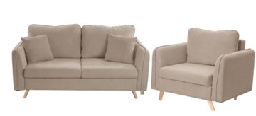 Комплект мебели Бертон бежевый диван+ кресло в Шадринске