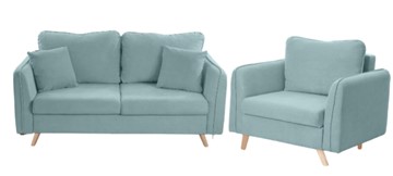 Комплект мебели Бертон голубой диван+ кресло в Шадринске