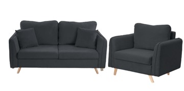 Комплект мебели Бертон графит диван+ кресло в Шадринске