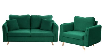 Комплект мебели Бертон изумрудный диван+ кресло в Шадринске