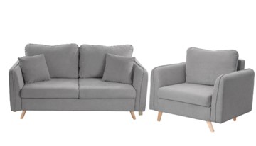 Комплект мебели Бертон серый диван+ кресло в Шадринске