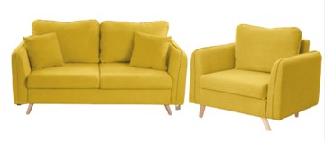 Комплект мебели Бертон желтый диван+ кресло в Шадринске