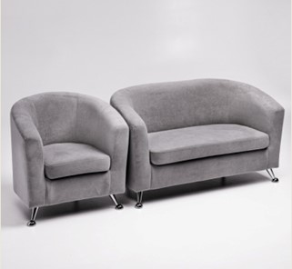 Комплект мебели Брамс  цвет серый диван 2Д + кресло в Кургане