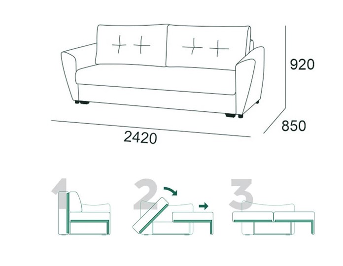 Прямой диван Мальта 1 К БД в Шадринске - изображение 5