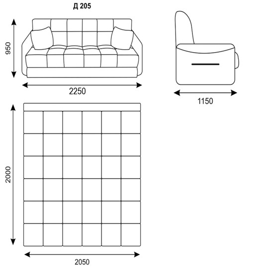 Прямой диван Токио 2 205 (НПБ) в Кургане - изображение 1