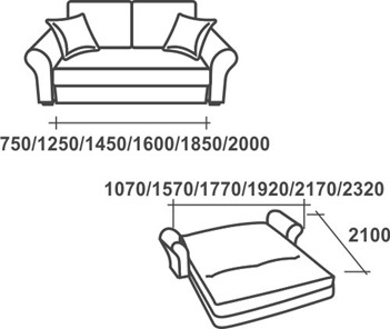 Прямой диван Аккордеон-1, 195 (прямые подлокотники) в Шадринске - предосмотр 2