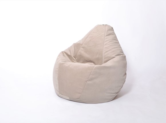 Кресло-мешок Груша среднее, велюр однотон, бежевое в Шадринске - изображение