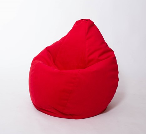 Кресло-мешок Груша большое, велюр однотон, красное в Шадринске - изображение