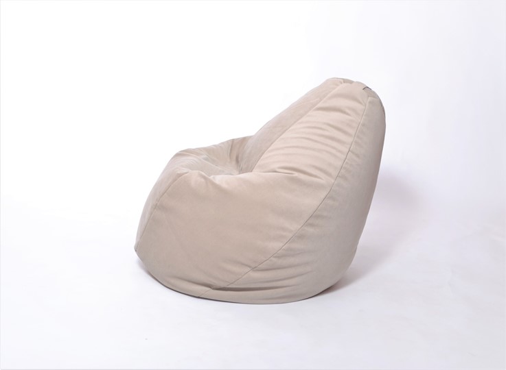 Кресло-мешок Груша среднее, велюр однотон, бежевое в Шадринске - изображение 2