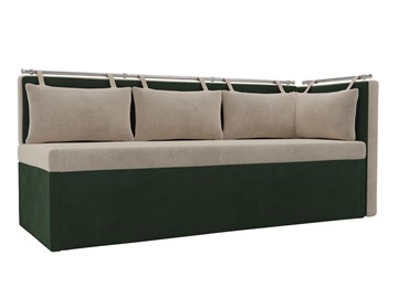Раскладной кухонный диван Метро угловой, Бежевый/Зеленый (велюр) в Кургане