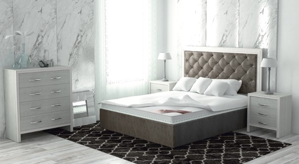 Кровать с механизмом двуспальная Манхэттен 160х200 (с коробом), высота спинки - 140 см в Кургане - изображение
