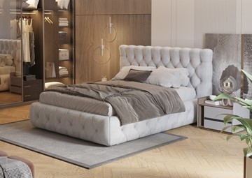Спальная кровать Castello 160х200, Флок (Бентлей Светло-серый) в Шадринске