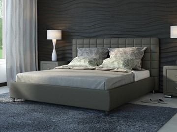 Кровать в спальню Corso-3 140x200, Экокожа (Темно-серый) в Шадринске