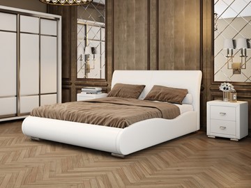 Кровать двуспальная Corso-8 Lite 160х200, Экокожа (Белый) в Шадринске