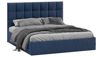 Двуспальная кровать с подъемным механизмом Эмбер (Микровелюр Wellmart Blue) в Шадринске